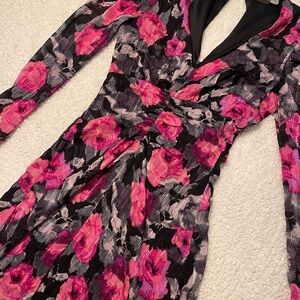 Versona Pink Floral Long Maxi Sleeve Dress